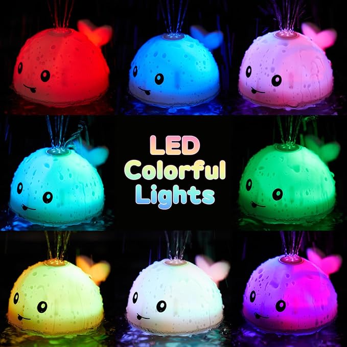 Gigilli Whale Bath Toy Sprinkler, Light Up Bath Toys - Image 6