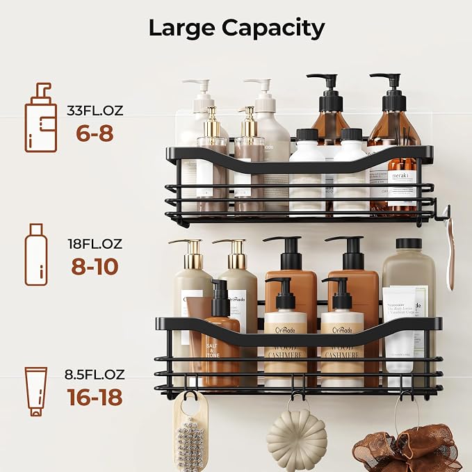 Orimade Shower Caddy Basket Shelf, No Drilling Wall Mounted Rustproof Stainless - Image 6
