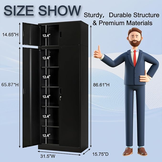 Metal Storage Cabinet, 87 Inch Tall Metal Storage Cabinet - Image 3