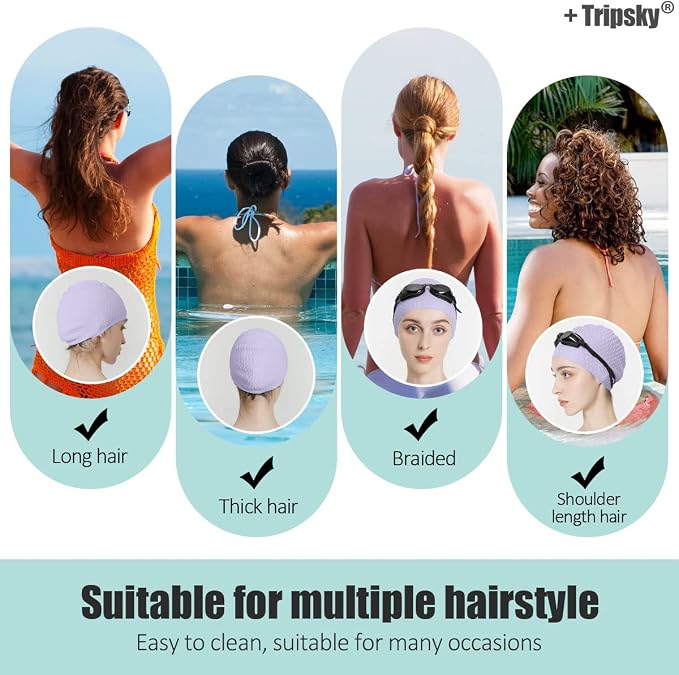 Tripsky Silicone Swim Cap, Comfortable Bathing Cap Ideal - Image 3