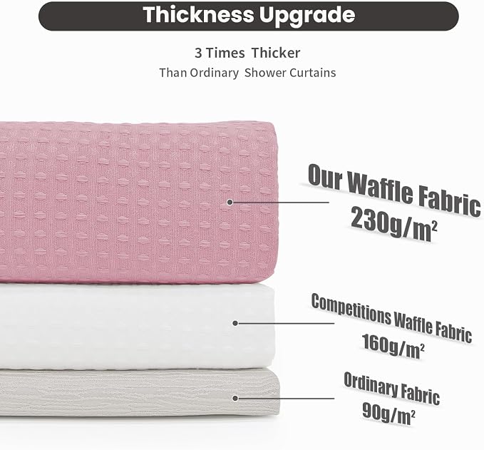 Inhousolu No Hook Waffle Weave Shower Curtain - Image 3