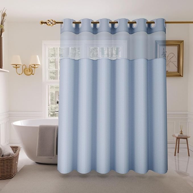 Inhousolu Long No Hook Shower Curtain by INHOUSOLUHOMEDECOR