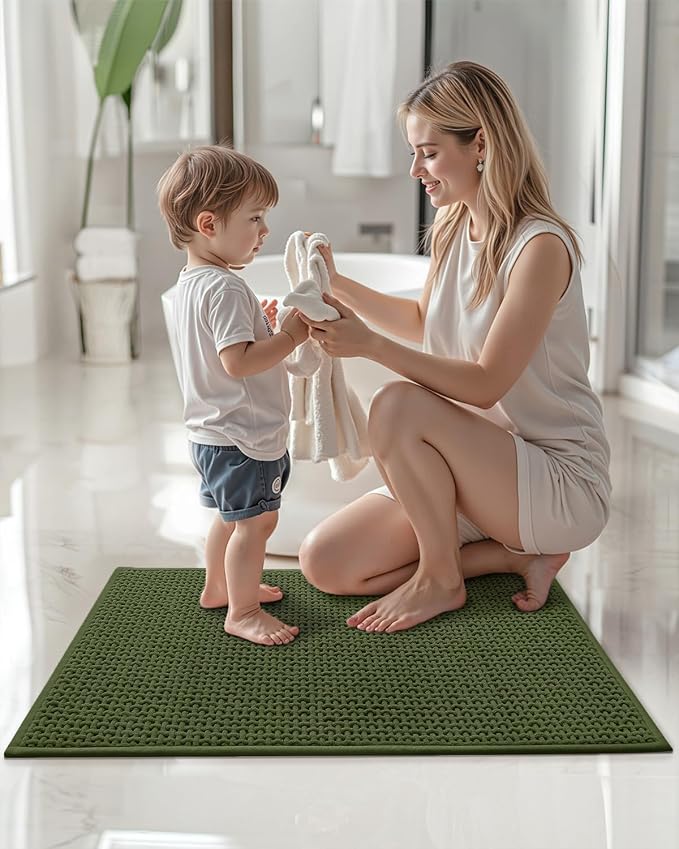 Color&Geometry Rubber Backed Waffle Bath Mat Non Slip Machine Washable Bathroom - Image 7