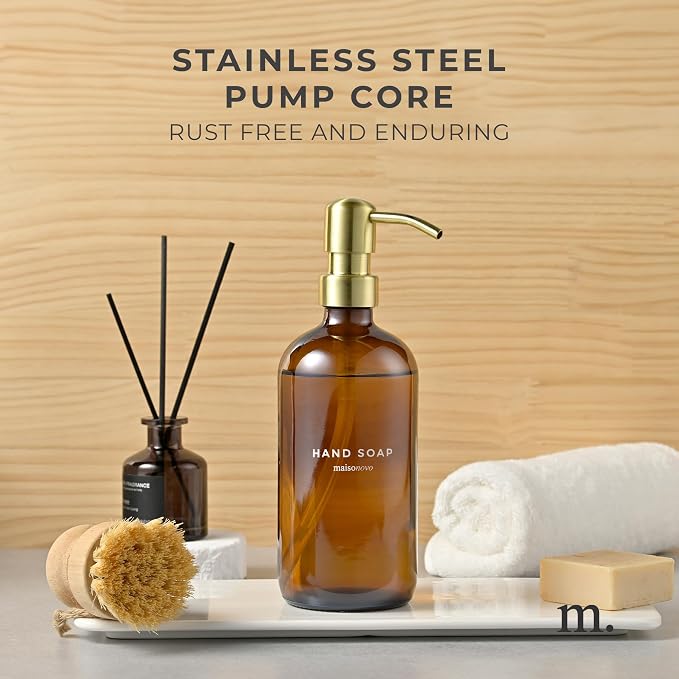 MaisoNovo Soap Dispenser 1-Piece Set | 16.9oz Amber Bottles - Image 4
