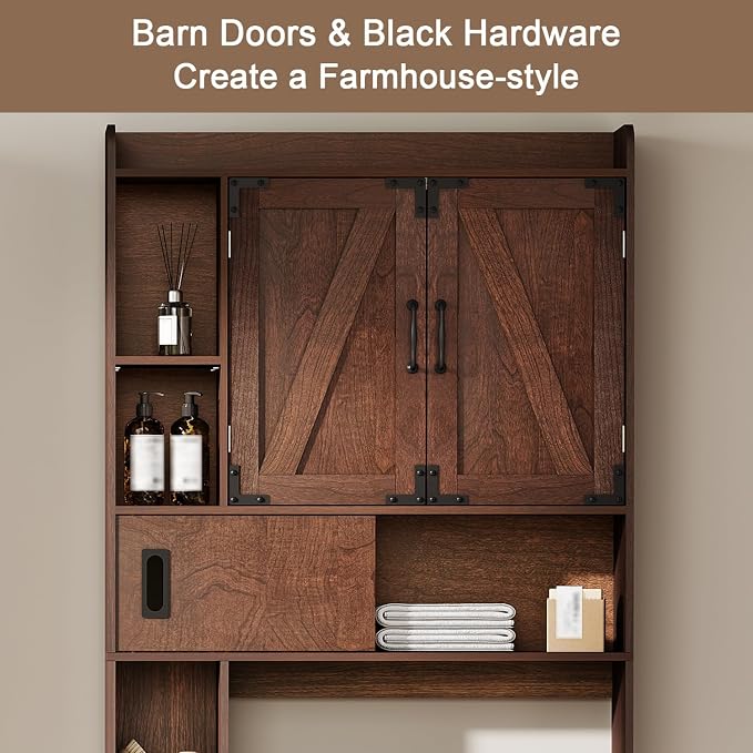ChooChoo Over The Toilet Storage Cabinet, Farmhouse Bathroom Storage Cabinet - Image 5