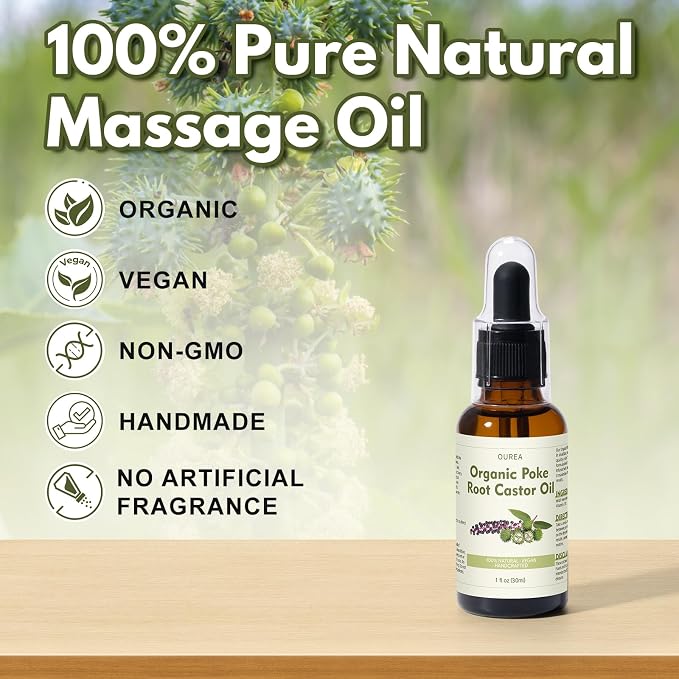 Organic Poke Root Castor Oil – 1 Fl Oz Natural Lymphatic Support Massage Oil - Image 5