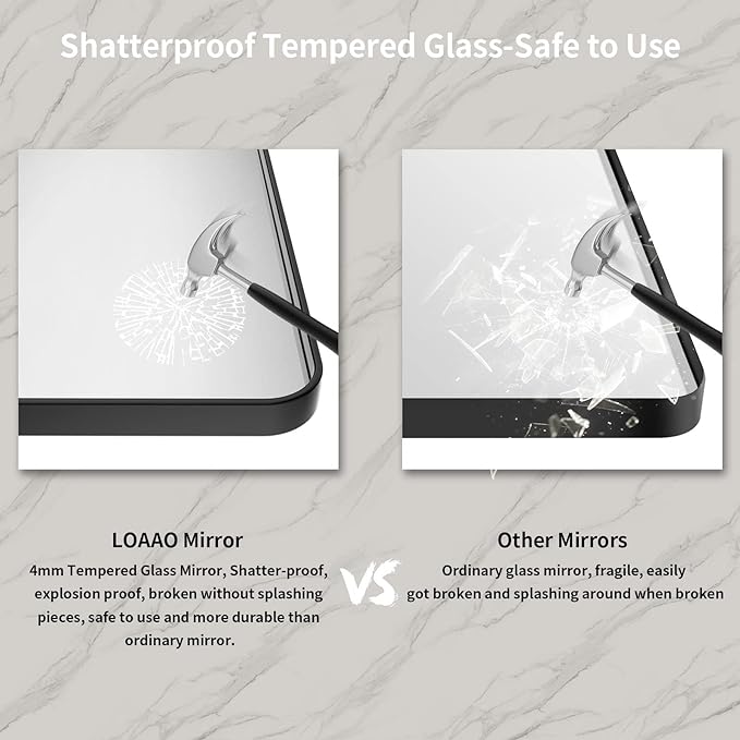 LOAAO 72X36 Inch Black Metal Framed Bathroom Mirror - Image 7