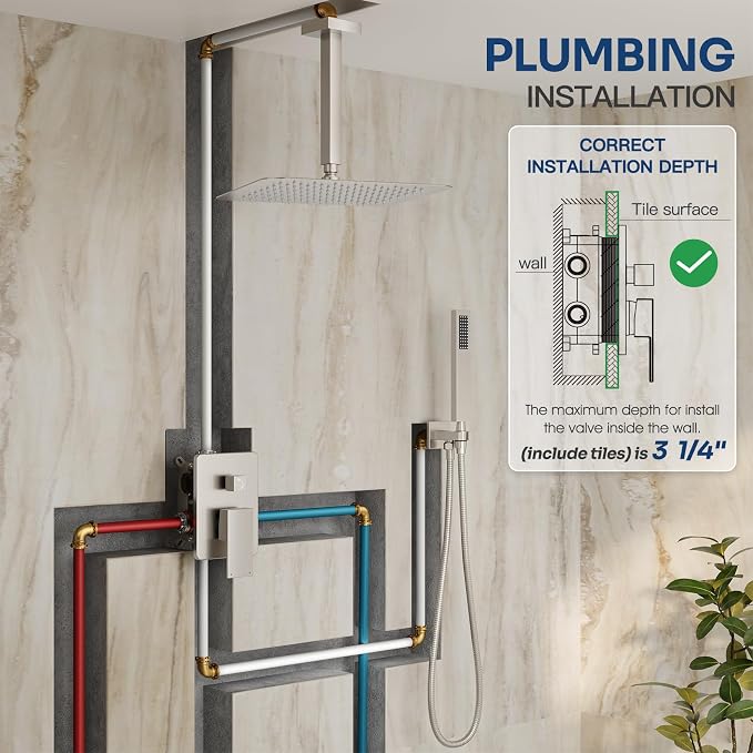 Ceiling Mount Shower System, Shower Faucet Set - Image 2