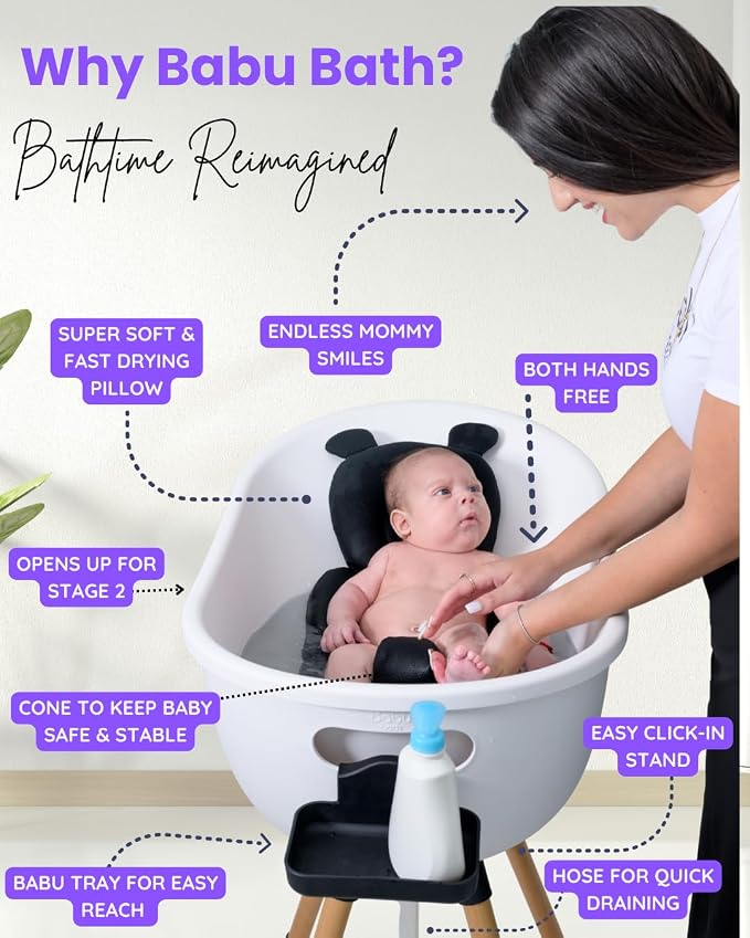 Luxury Baby Bathtub with Wooden Stand – 3-Stage Convertible, Ergonomic & - Image 6