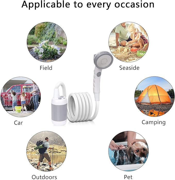 Iron Hammer Portable Shower Electric Shower Camping Shower Built-in 5000mAh - Image 3
