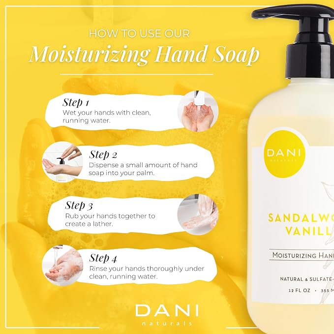 DANI Naturals Moisturizing Hand Soap – Sandalwood Vanilla Scent, Sulfate-Free & - Image 5