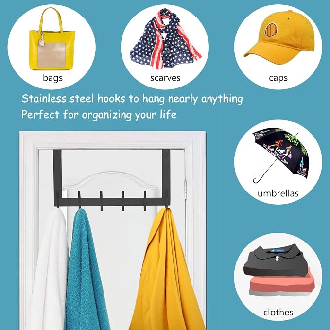 DOKU 2Pack Over The Door Hook, Heavy Duty Over Door Hanger Holder - Image 5