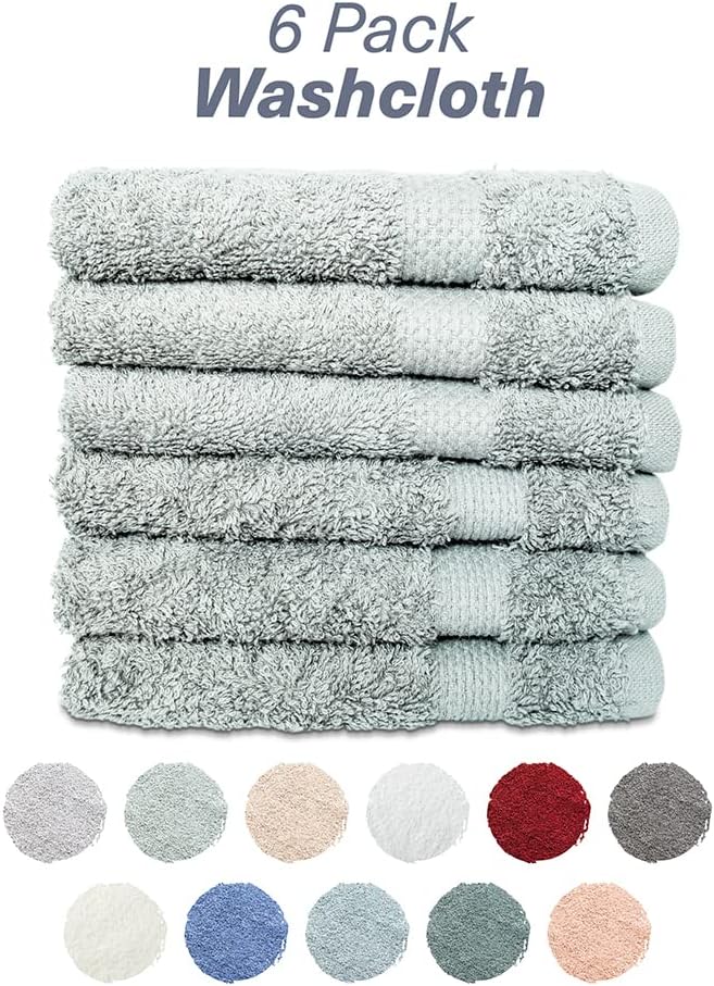 Hencely Premium 6-Pack Washcloths 12x12 Inches Soft Turkish Cotton High - Image 4