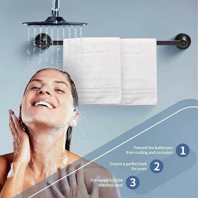 Bathroom Accessory Set, Matte Black Adjustable Expandable Towel Bar 4-Piece - Image 4