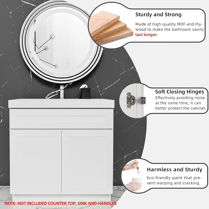 KitchenMan Bathroom Vanity Without Sink and Top 24 Inch Unassembled Bathroom - Image 4
