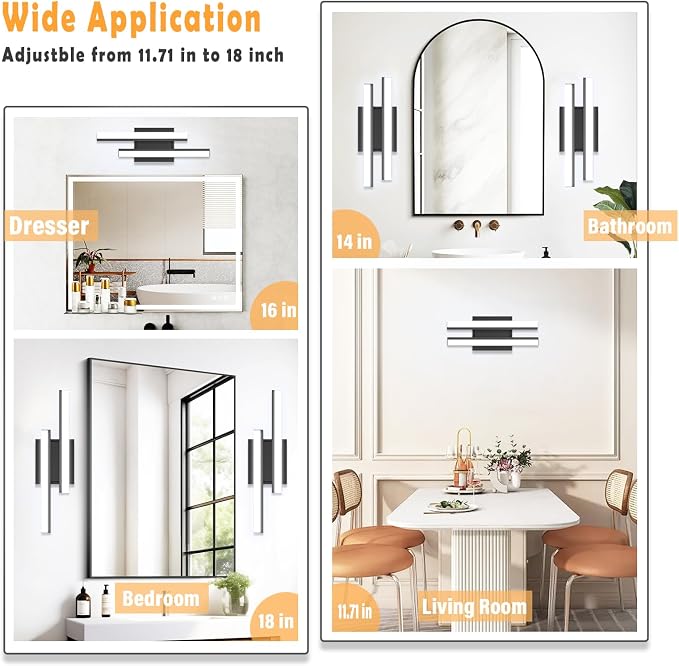 LED Bathroom Vanity Light Bar 18 Inch, Over Mirror Lighting Fixture 18W 5000K - Image 5