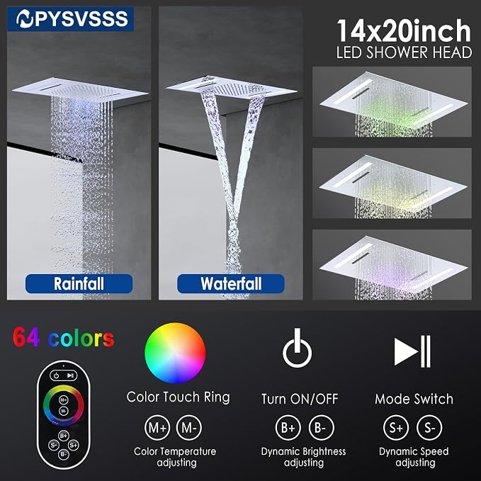 Dual Rain Shower Head Thermostatic Luxury Spa Shower System And Ceiling Mount - Image 3