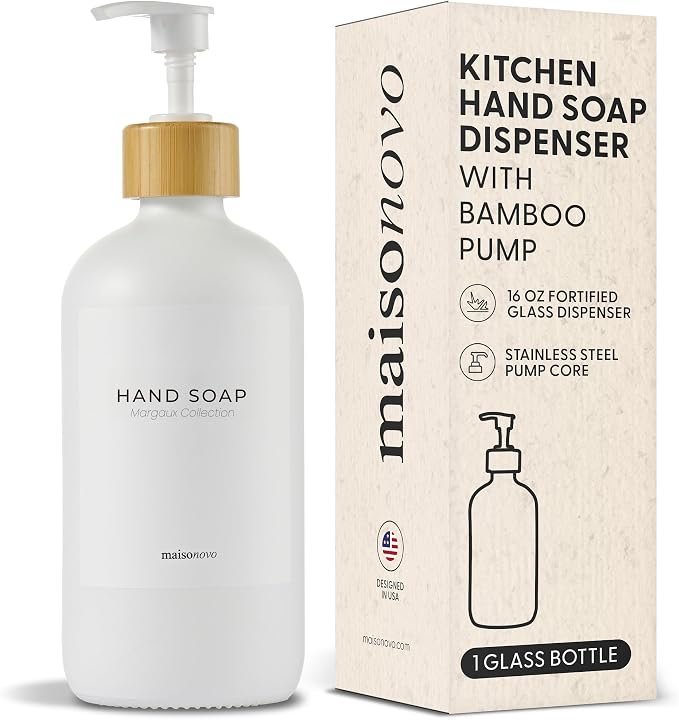 MaisoNovo Glass Hand Soap Dispenser | Dish Soap Dispenser by MaisoNovo-TheArtofSustainableLiving
