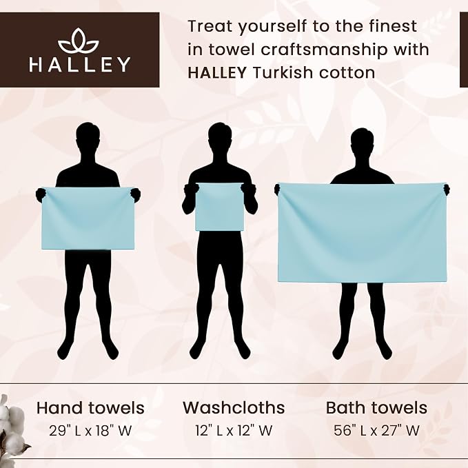 HALLEY Turkish Cotton Towels 2 Bath Towels 2 Hand Towels 4 Washcloths, Super - Image 7