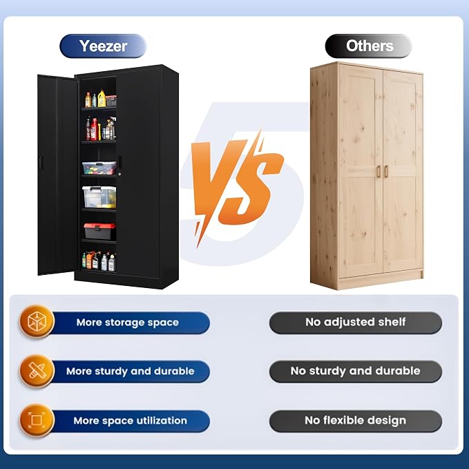 Metal Storage Cabinet, 71 Inch Tall Metal Storage Cabinet - Image 7