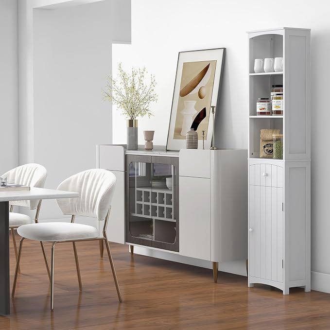 HOMCOM Bathroom Storage Cabinet, Free Standing Bathroom Storage Unit, Tall - Image 6