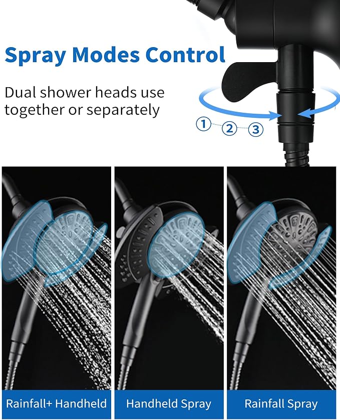 2-in-1 Shower Head with Handheld Combo: 2.5GPM Rainfall & Handheld Shower Head - Image 3