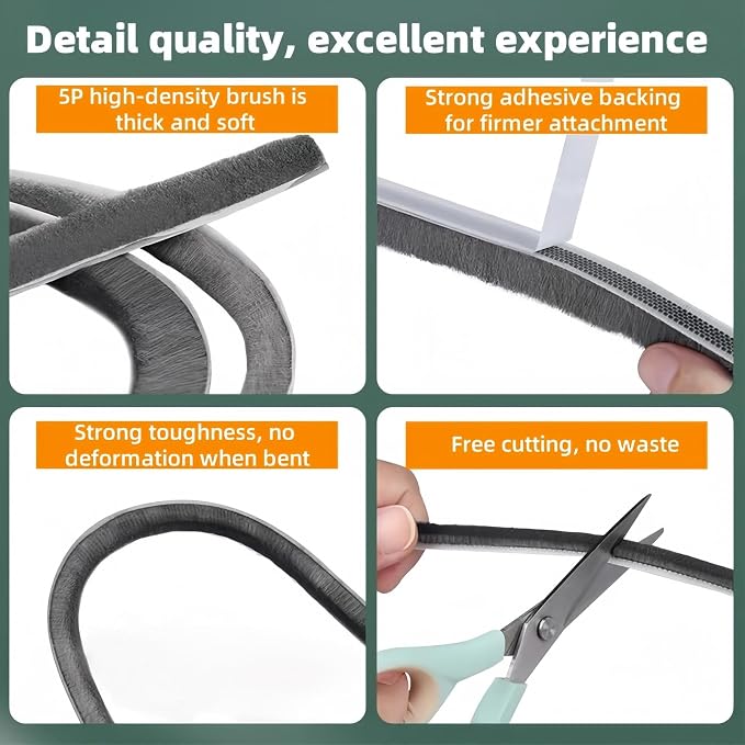 Window Weather Stripping Door Seal, 16.5FT Self-Adhesive Soundproofing Weather - Image 3