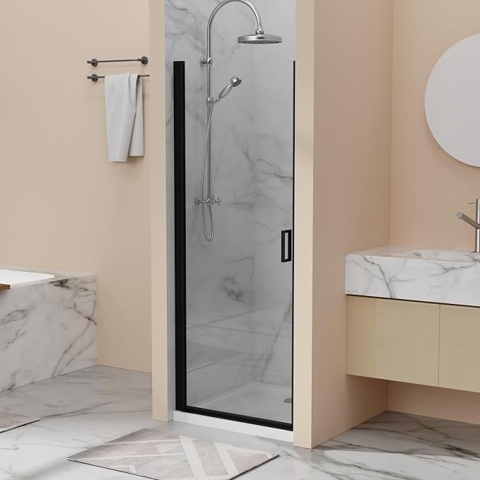 30” x 72” Pivot Swing Shower Door, 1/4 inch Tempered Glass Panel Hinged Shower - Image 2