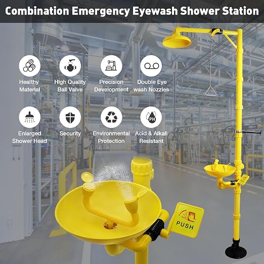Emergency Shower Eyewash Station OSHA Approved, Eye Wash and Shower Combination - Image 6