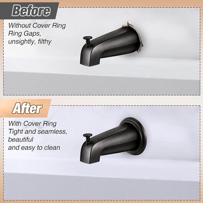 Dreyoo Metal Tub Spout Cover Ring, Bathtub Spout Trim Plate Ring - Image 5