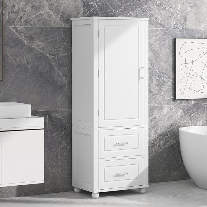 Tall Bathroom Storage Cabinet, Wood Bathroom Kitchen Pantry Cabinet - Image 3