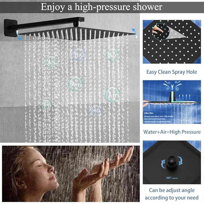 Shower Faucet Set Matte Black Shower System, Knob Switch Diverter Shower Faucet - Image 4