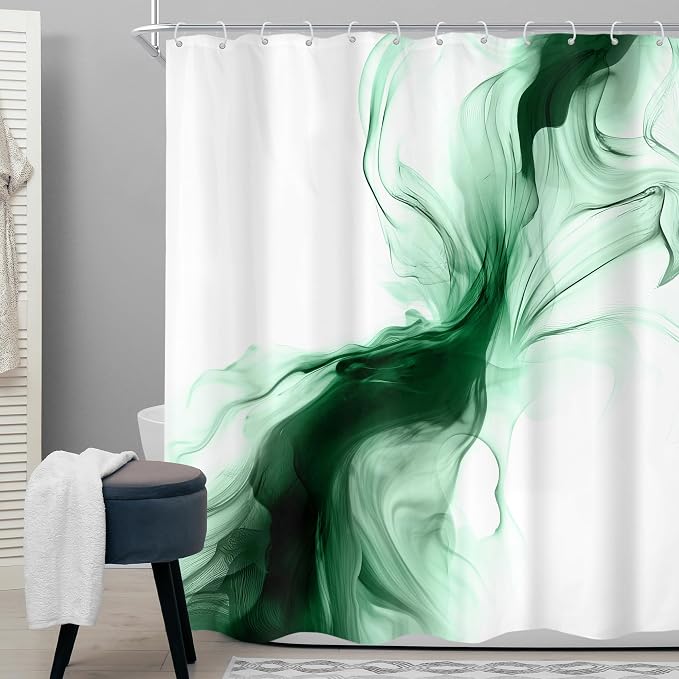 Cinbloo Green Shower Curtain 60Wx72H Abstract Marble Ombre Modern Ink Texture - Image 2