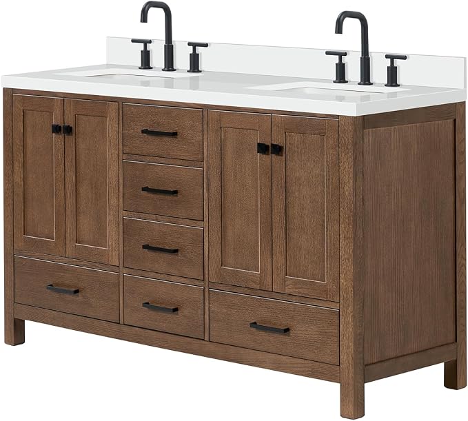 ARIEL Cambridge 61 Inch Double Rectangular Sink Bathroom Vanity - Image 4
