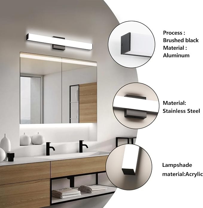 Bathroom Vanity Light Brushed Nickel Square LED 24 inch 14W 4000K Natural White - Image 3