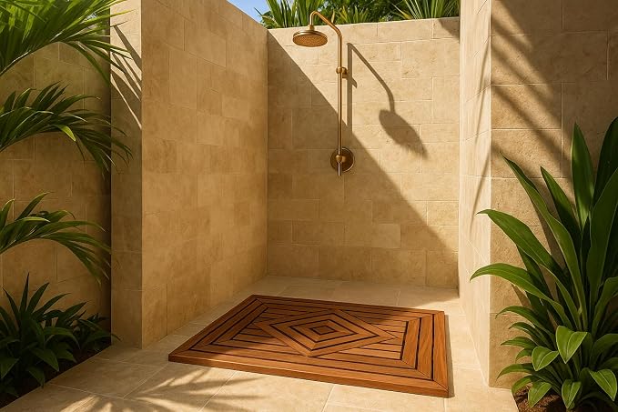 Designer Teak Shower Mat Large 31.5 X 19.5 Naturally Water-Resistant - Image 3