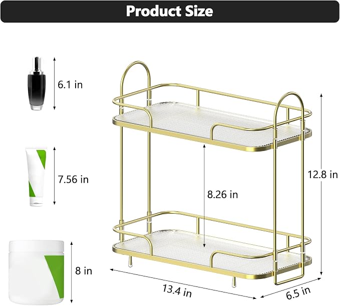 FOLLOWIN 2 Tier Countertop Organizer, Countertop Storage Perfume Tray, Vanity - Image 4
