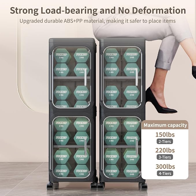 KHNR 5-Tiers Slim Bathroom Storage Cabinet, Foldable Storage Cabinets, Narrow - Image 6