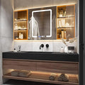 Single Sink Bathroom Vanity, Bathroom Cabinet has LED Lights Fog Mirror & Solid by NAIROLET