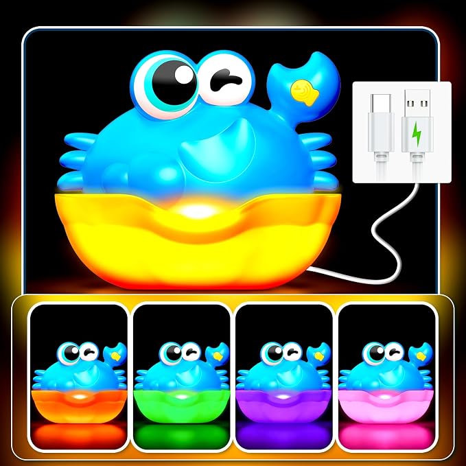 Bath Toys for Kids Ages 1-3, Light Up Baby Bath Toys Crab Bubble Maker - Image 2