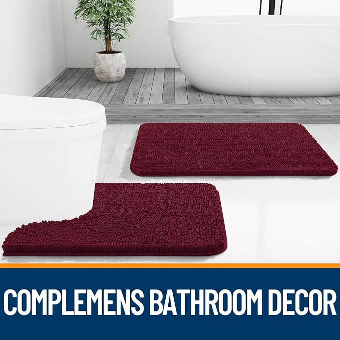 OLANLY Bathroom Rugs Sets 2 Piece, Soft Absorbent Chenille Bath Mats and - Image 6