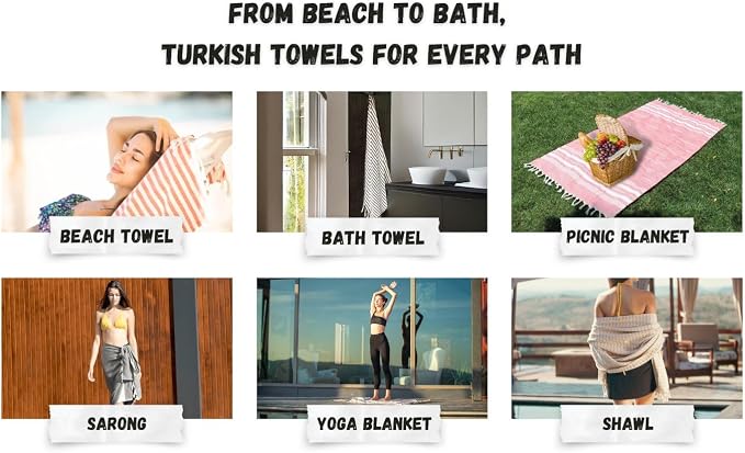 Bazaar Anatolia Turkish Beach Towel – 100% Cotton, Quick Dry, Sand Free Fall - Image 3