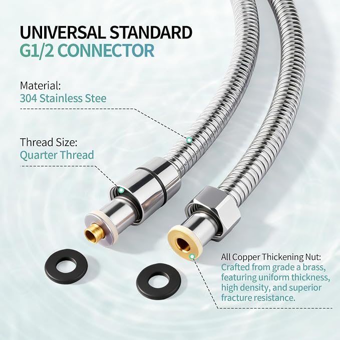 SR SUN RISE Flexible 304 Stainless Steel Replacement Shower Hose - Image 2