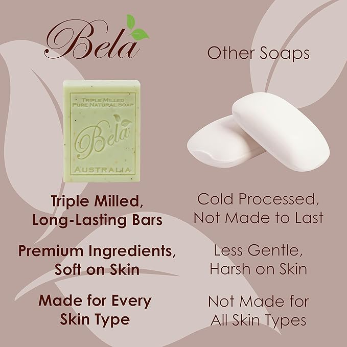 BELA Spearmint and Bran Soap 3.3 OZ- French Triple Milled Bar Soap - Image 4