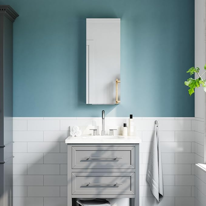 12"x30" Medicine Cabinet Mirror, Aluminum Silver Recessed Medicine Cabinet - Image 9