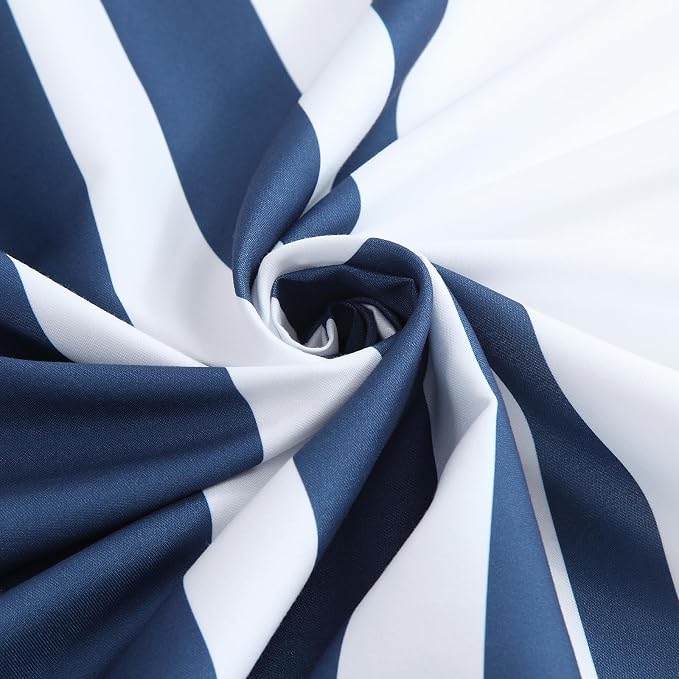 Blue and White Striped Shower Curtain 72x72 Inches, Waterproof Fabric - Image 2