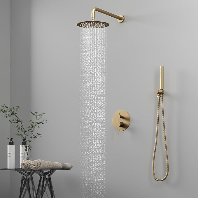 BESy Shower System with 10 Inch Round Rain Shower Head and Handheld Wall Mounted - Image 3