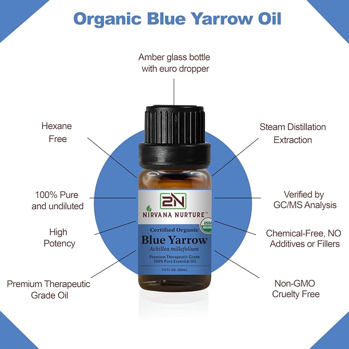 Blue Yarrow Essential Oil USDA Certified Organic, 100% Pure Natural Premium - Image 4