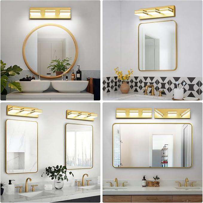 Modern LED Small Bathroom Lights Fixtures, Metal Gold Acrylic Wall Lighting - Image 9