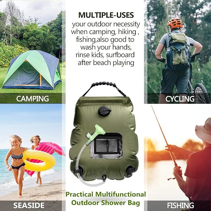 Solar Shower Bag, 5Gal Portable Solar Heating Camping Shower Bag, - Image 5
